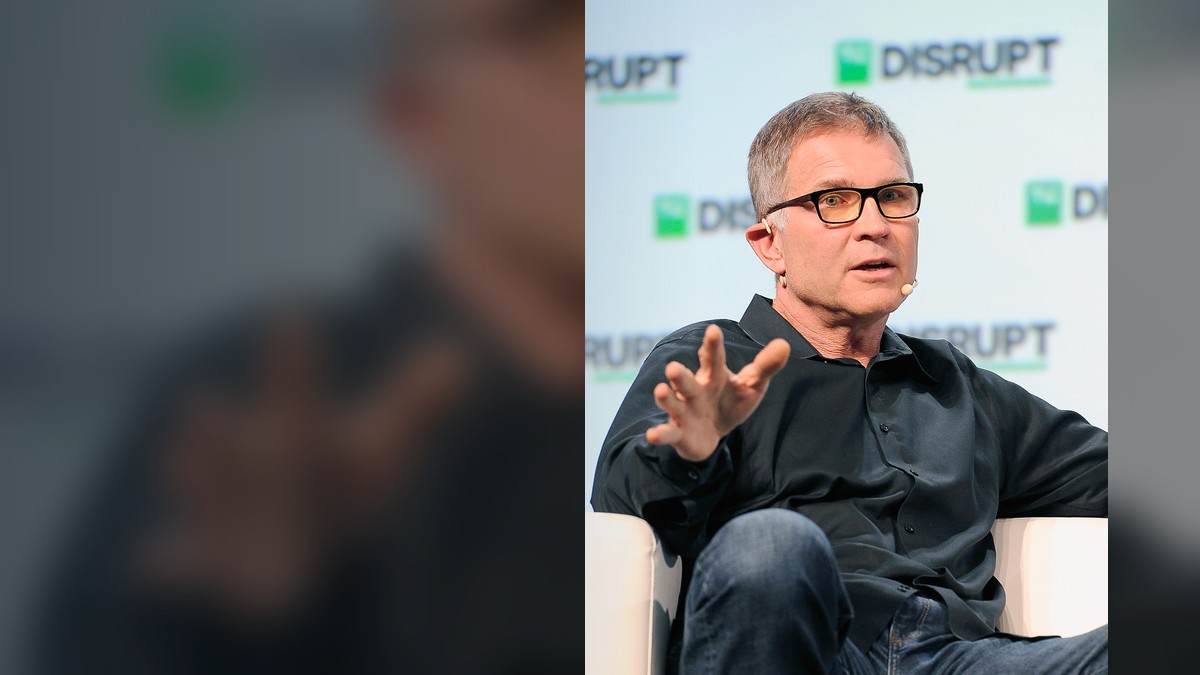 Roblox founder and CEO David Baszucki speaking onstage at TechCrunch Disrupt SF 2018.
